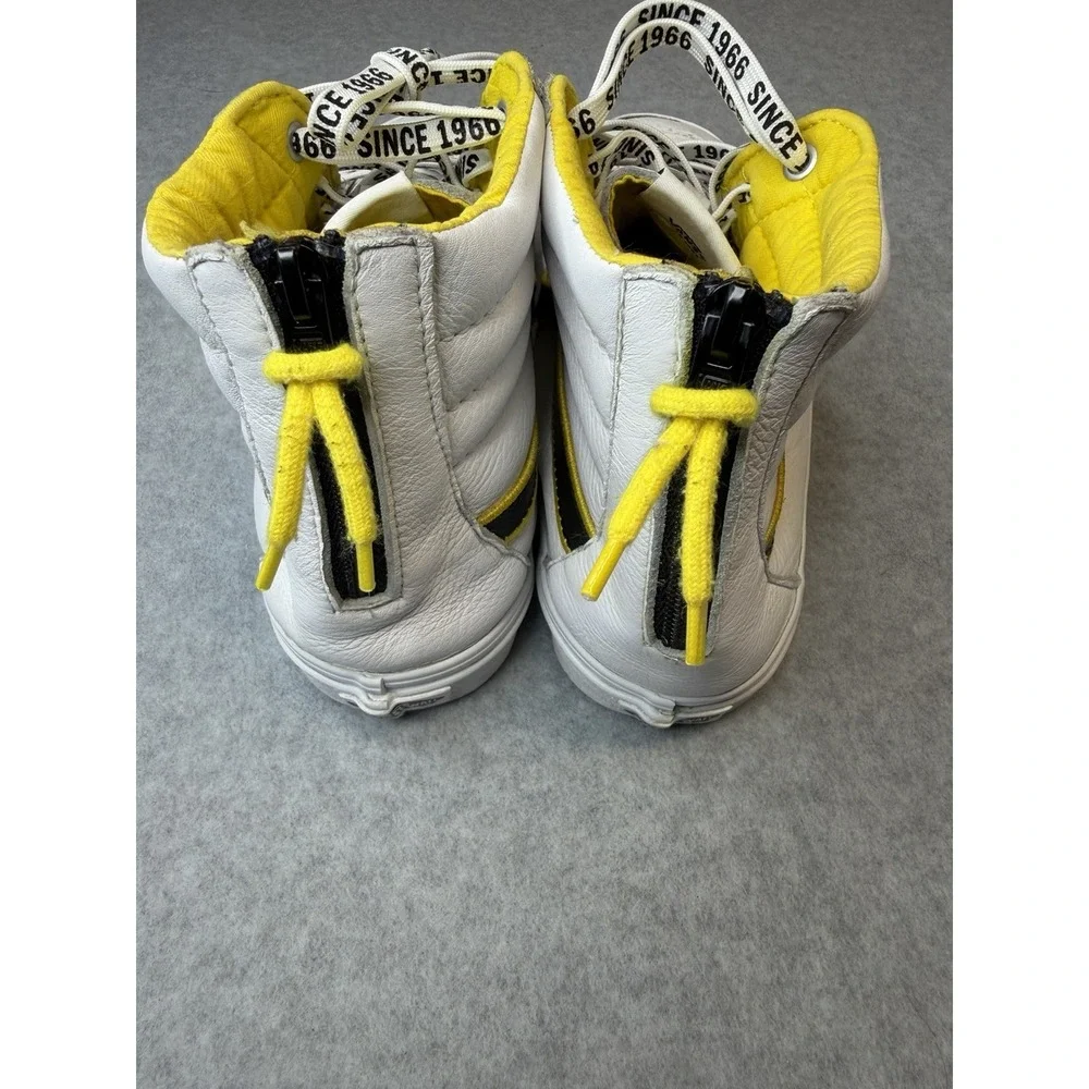 Vans Sk8-Hi Family Reissue Zip Premium - White Leather/Yellow/Black Mens 12